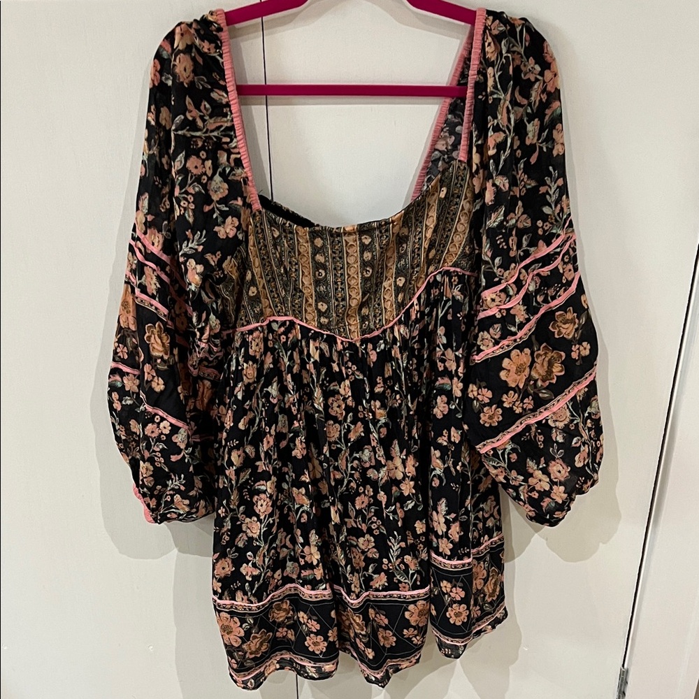 Free People Black and Pink Floral dress